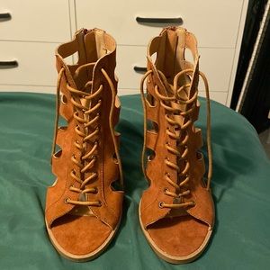 Wild Diva Lounge lace up heels. Open toed. Size 7 1/2